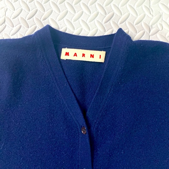 Marni Sweaters - MARNI Navy Blue Cashmere Cardigan